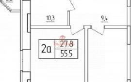2-ком. квартира 57 кв.м.