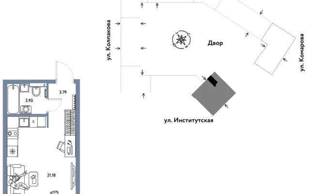 1 комн. Квартира 28.9 кв. м, Москва