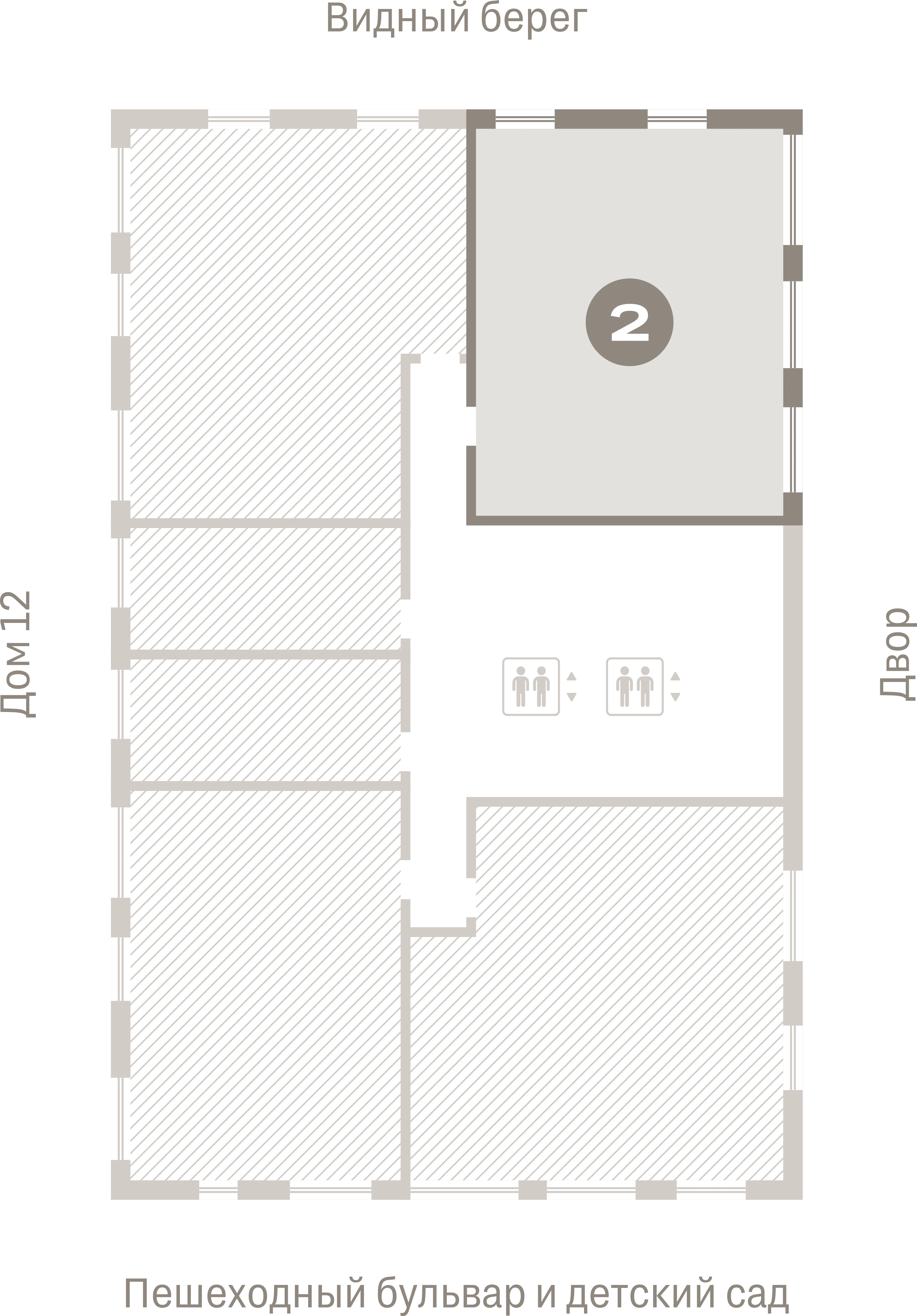 2 комн. Квартира 73.2 кв. м