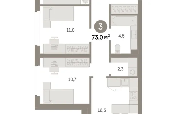 3 комн. Квартира 73 кв. м, Московская область Москва