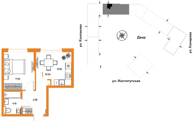 1 комн. Квартира 33.4 кв. м, Москва