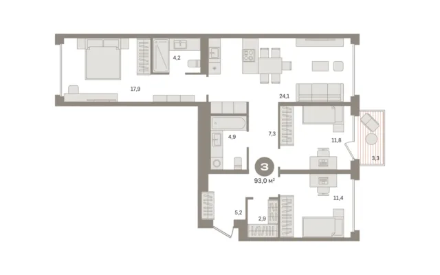 3 комн. Квартира 93 кв. м, Московская область Москва