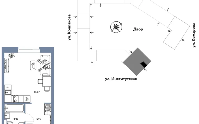 1 комн. Квартира 27.2 кв. м, Москва