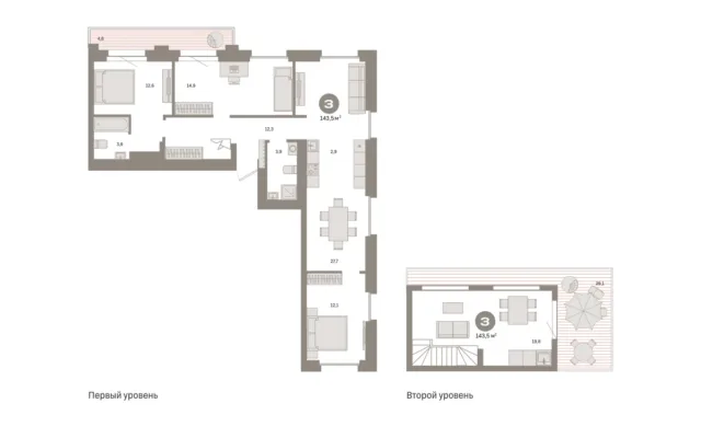 3 комн. Квартира 143.5 кв. м, Московская область Москва