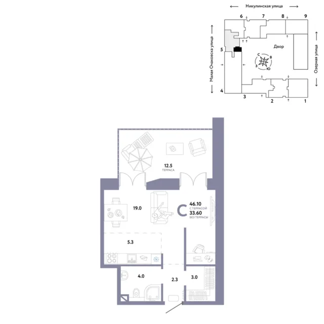 1 комн. Квартира 41.3 кв. м