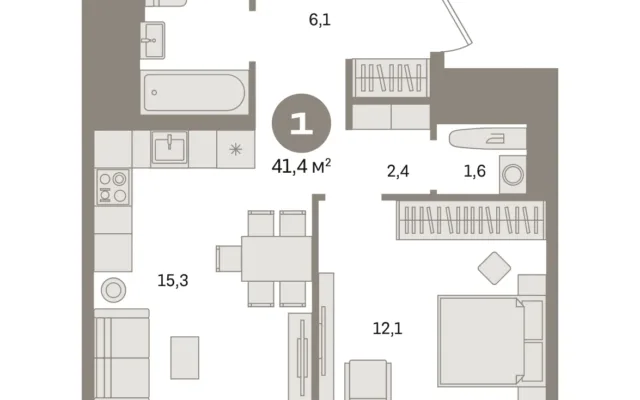 1 комн. Квартира 41.4 кв. м, Московская область Москва