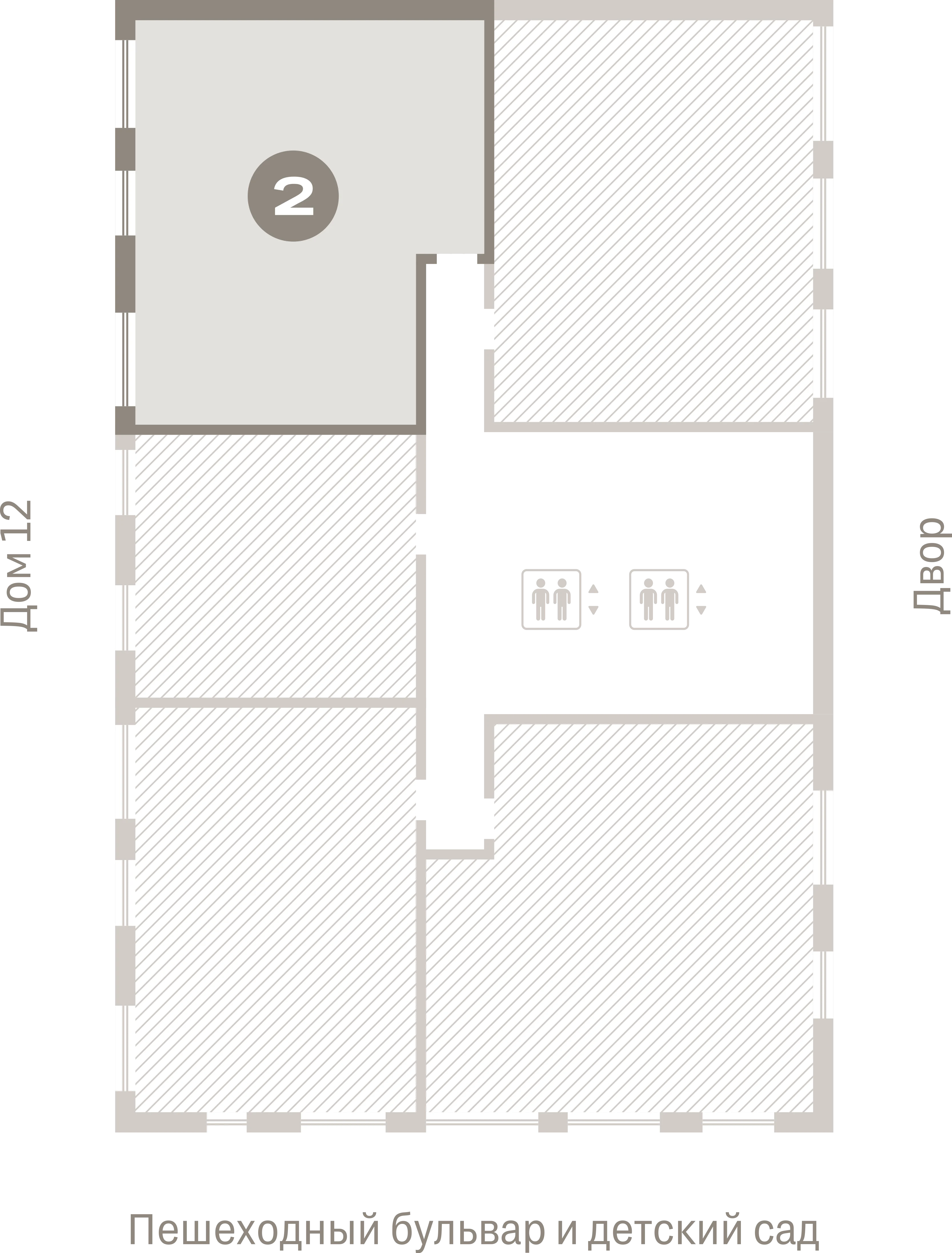 2 комн. Квартира 76.8 кв. м