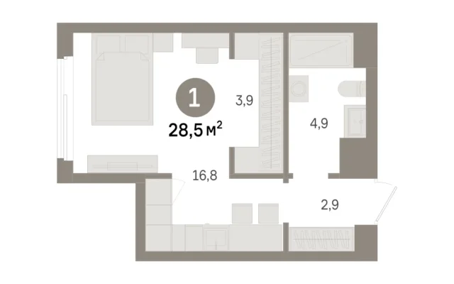 1 комн. Квартира 28.5 кв. м, Московская область Москва