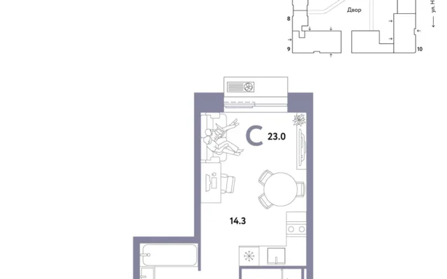 1 комн. Квартира 23 кв. м, Москва
