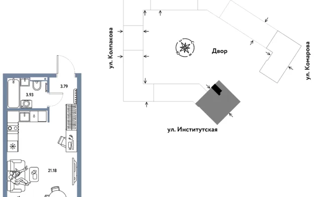 1 комн. Квартира 28.9 кв. м, Москва