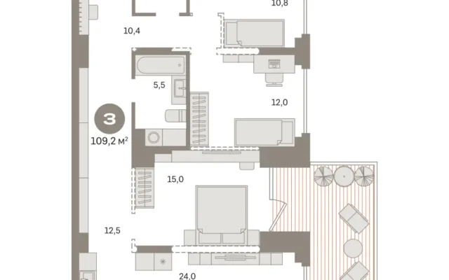 3 комн. Квартира 109.2 кв. м, Московская область Видное