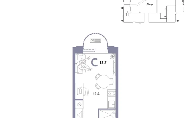 1 комн. Квартира 18.7 кв. м, Москва