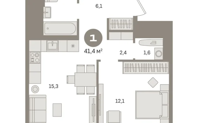 1 комн. Квартира 41.4 кв. м, Московская область Москва