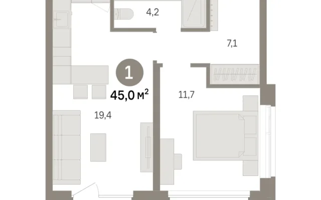 1 комн. Квартира 45 кв. м, Московская область Москва