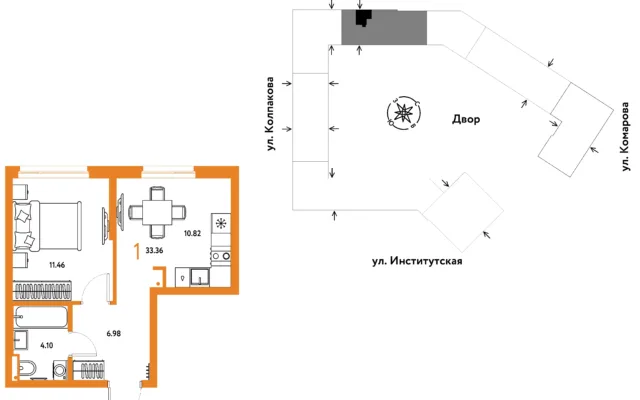1 комн. Квартира 33.4 кв. м, Москва
